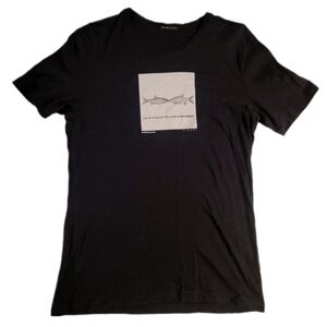 Sisley Black Graphic T-shirt, Men's Medium (M), Short Sleeve